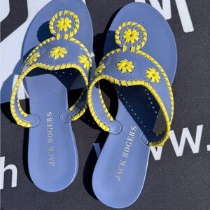 Jack Rogers Periwinkle and Lemon Sandals